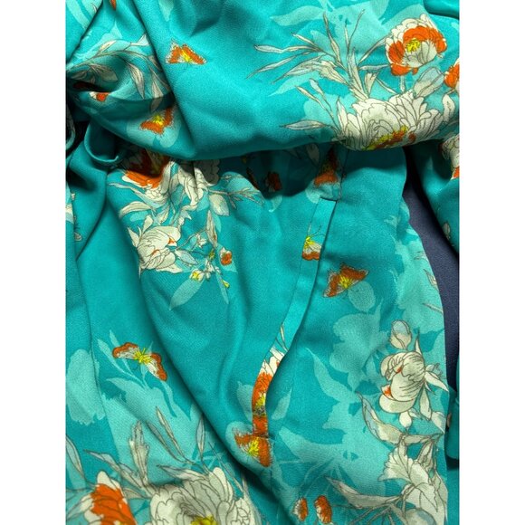 DR2 Womens Floral Butterfly Print Multicolor Mini Dress Drawstring Waist Size L - Picture 4 of 6